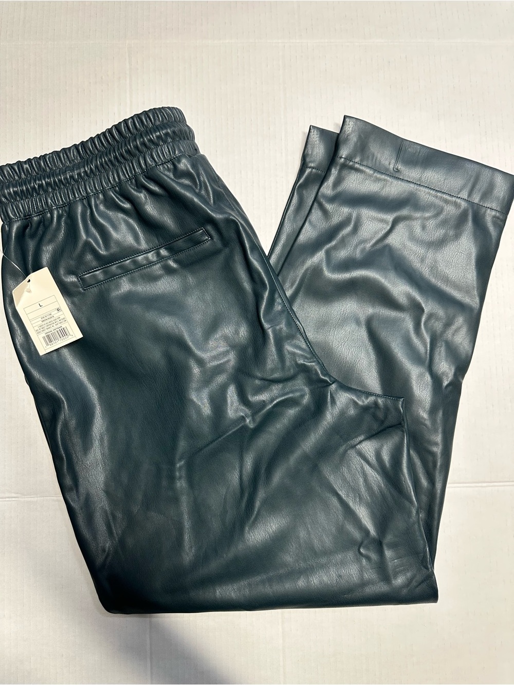 Faux Leather Jogger Pants in Deep Teal